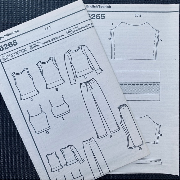 NEW LOOK 6265 athletic wear Sewing Pattern NEW copyright 2003 - Picture 5 of 7